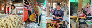 Frise de quatre photos de femmes artisanes de Battambang