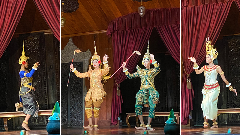 bailarines en el escenario del Apsara Theatre de Siem Reap
