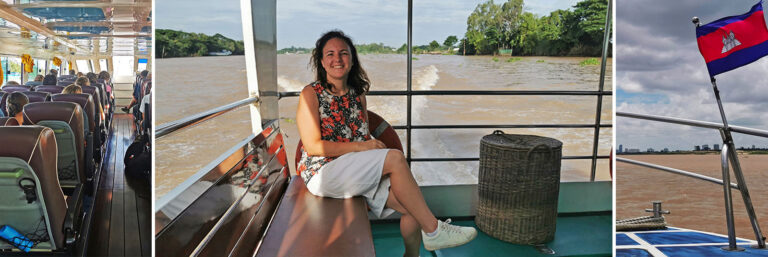 Fotos illustrando el viaje con el barco de Chau Doc en Vietnam a Phnom Penh en Camboya