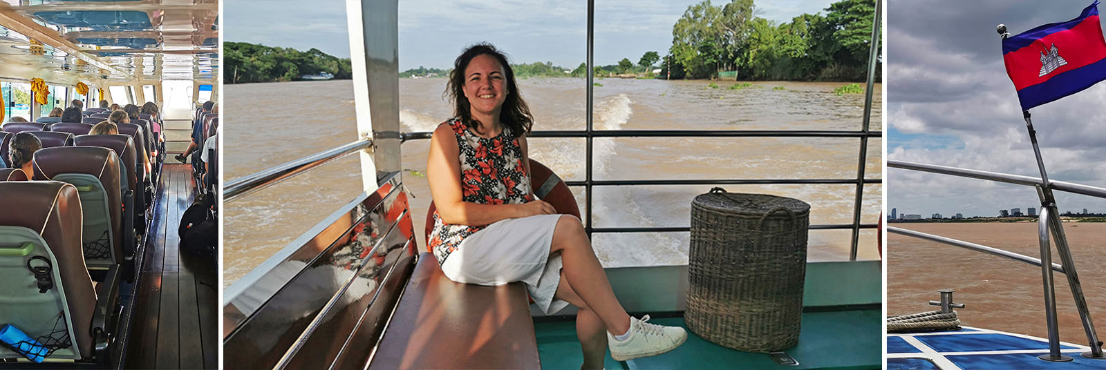 Fotos illustrando el viaje con el barco de Chau Doc en Vietnam a Phnom Penh en Camboya