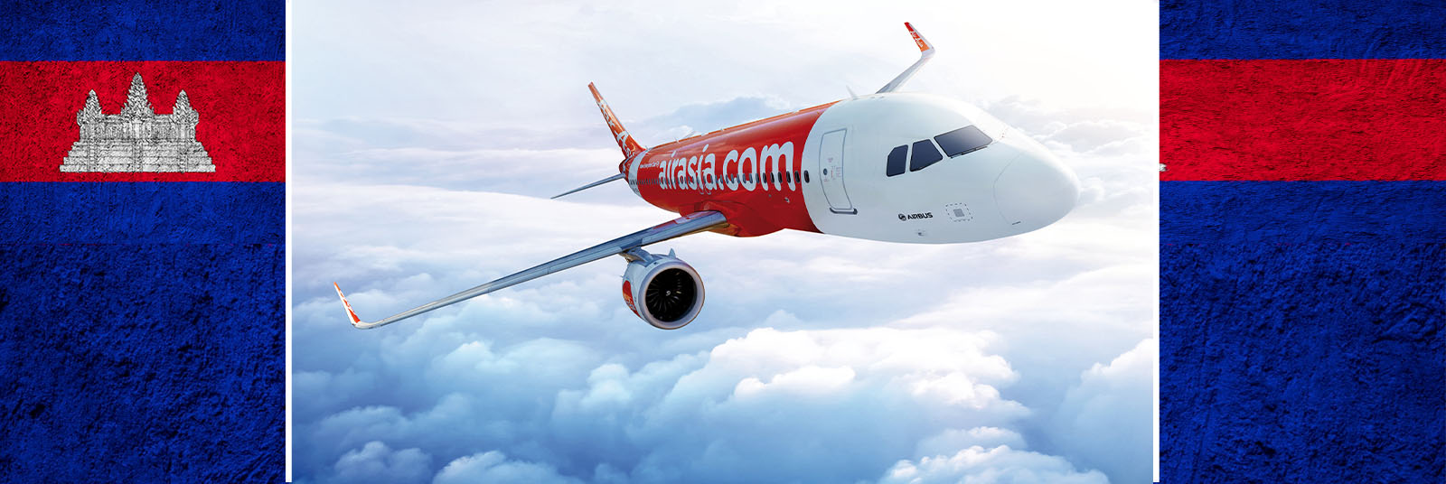 bandera illustrando nuevas operaciones de Air Asia en Camboya