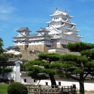Vista del castillo de Himeji en Japon