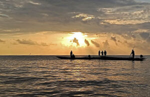 Puesta de sol sobre el humedal Phatthalung en el sur de Tailandia