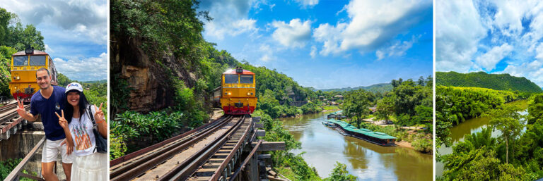 composicion fotografica sobre el ferrocaril de la muerte en tailandia