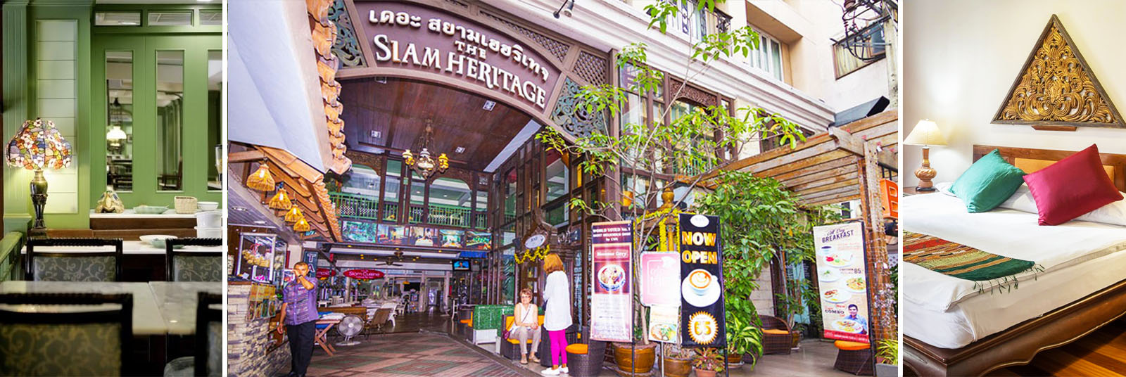 Composición fotográfica sobre el tema del hotel Siam Heritage, alojamiento ideal para estancias en familia en Bangkok.