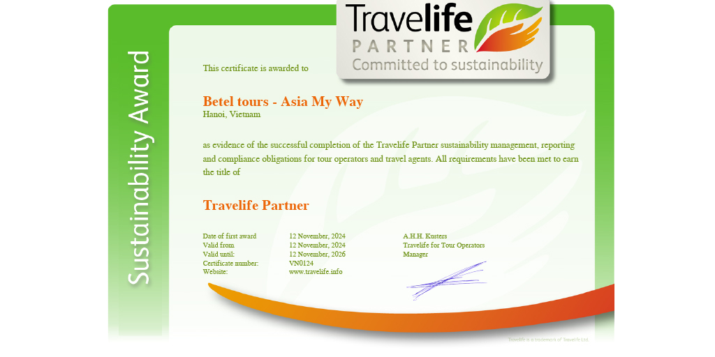 Asia My Way en Vietnam consiguió el estatus Partner de Travelife